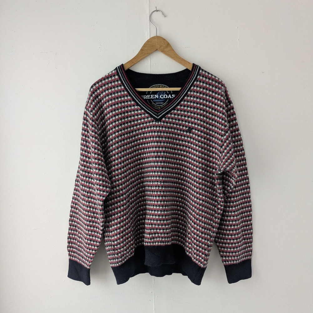 Green Coast Yachting Italy Wool Alpaca Sweater Size 50 (Fits L) - Navy White Red